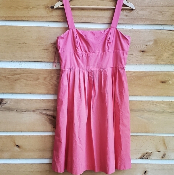 J. Crew Square Neck Sleeveless Pink Pleated Waist Acetate Sz. 12 Dress - Picture 1 of 12